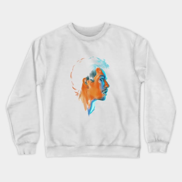 Copy of Klaus Hargreeves // Robert Sheehan Oil Portrait Transparent Crewneck Sweatshirt by brainbag